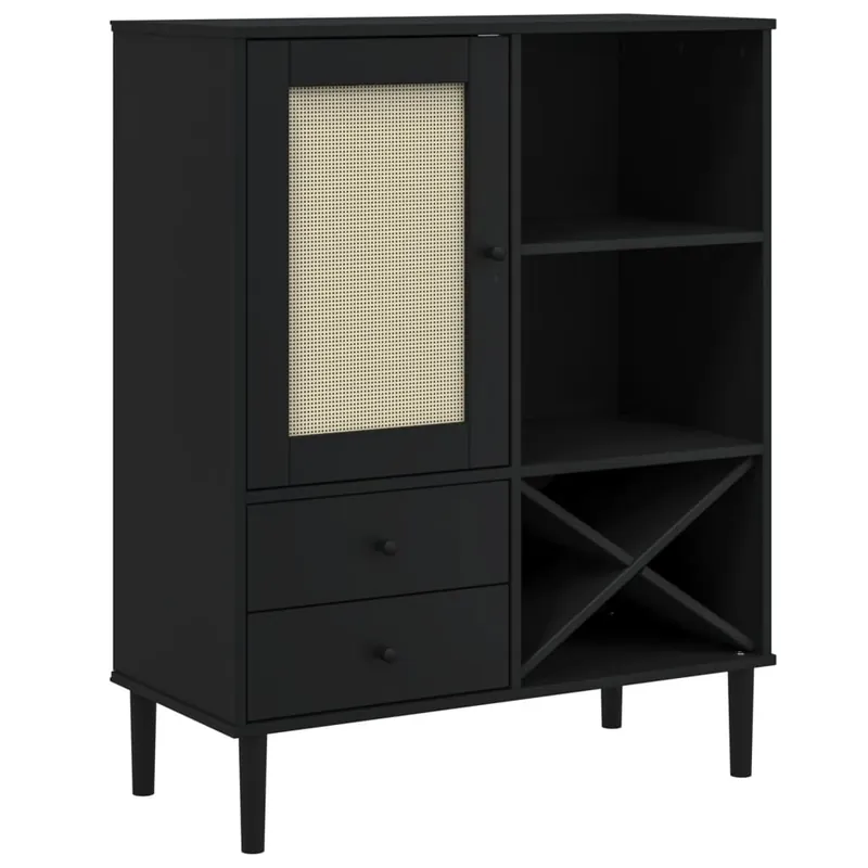 vidaXL Aparador alto SENJA aspecto de ratán madera blanco 90x40x112 cm - Muebles