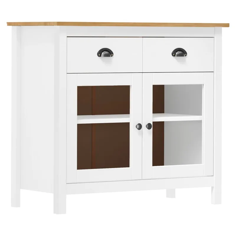 vidaXL Mesita de noche Hill madera maciza de pino blanco 90x40x80 cm - Muebles