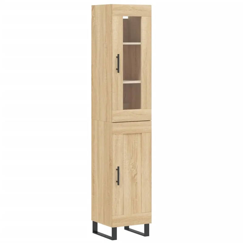 Aparador - Mueble de almacenamiento de madera contrachapada roble Sonoma 34,5x34x180 cm es3051