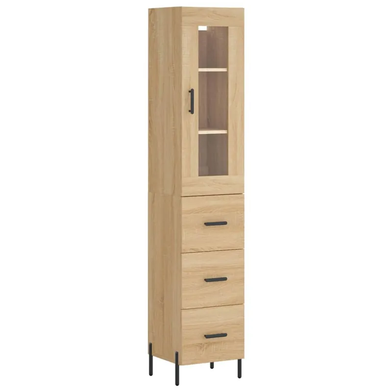 Aparador - Mueble de almacenamiento de madera contrachapada roble Sonoma 34,5x34x180 cm es3044
