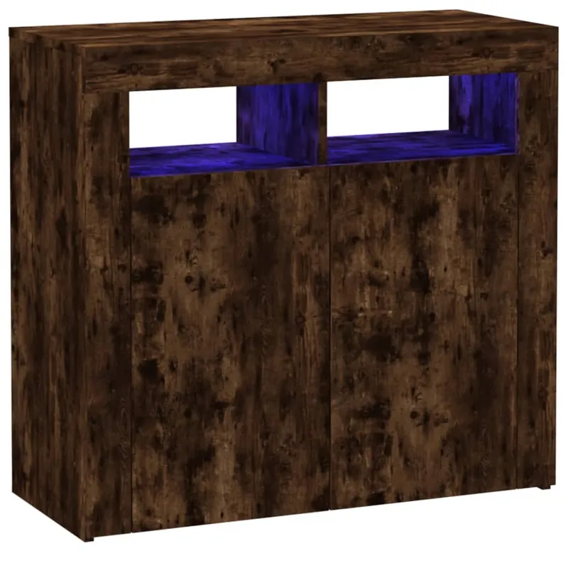 vidaXL Aparador con luces LED gris hormigón 80x35x75 cm - Muebles
