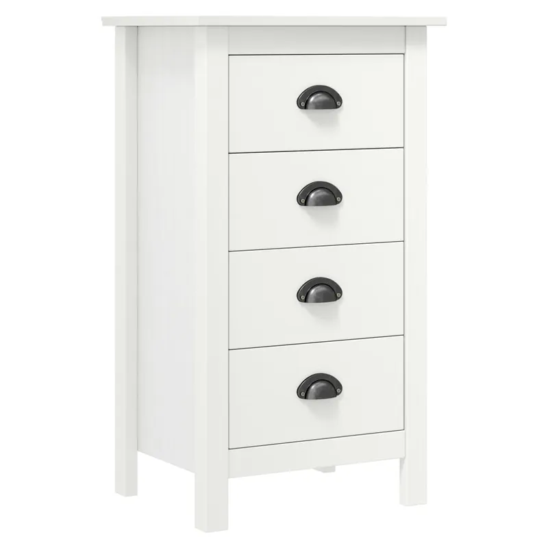 vidaXL Mesita de noche Hill madera maciza de pino blanco 46x35x49,5 cm - Muebles