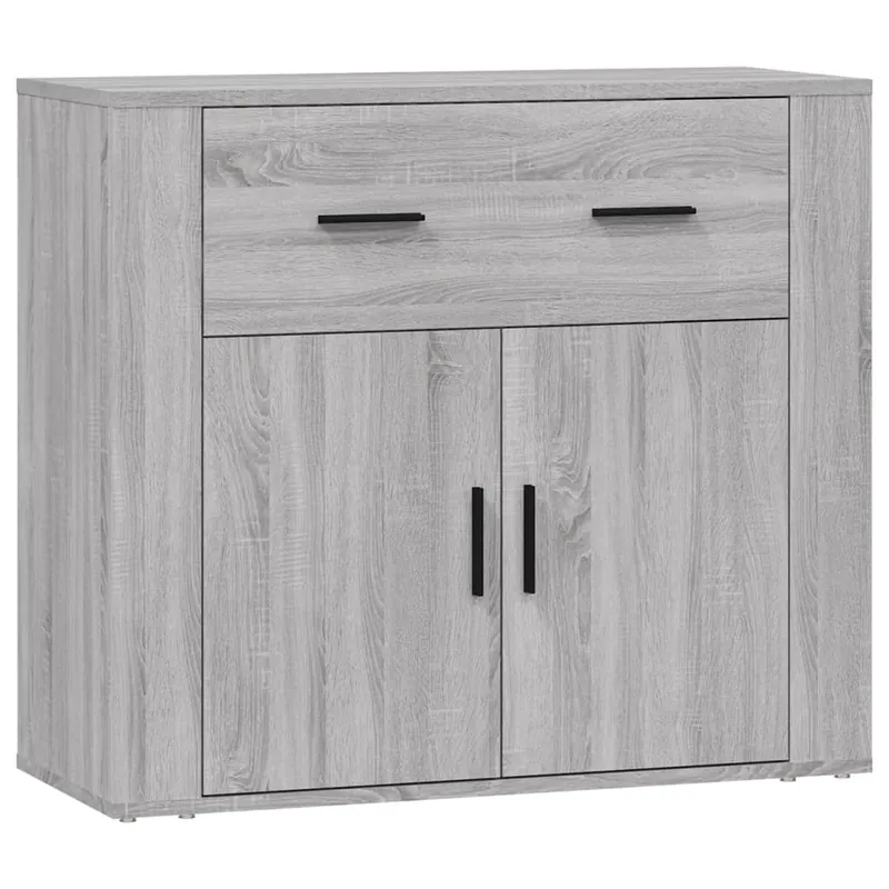 vidaXL Aparador de madera contrachapada gris hormigón 80x33x70 cm - Muebles