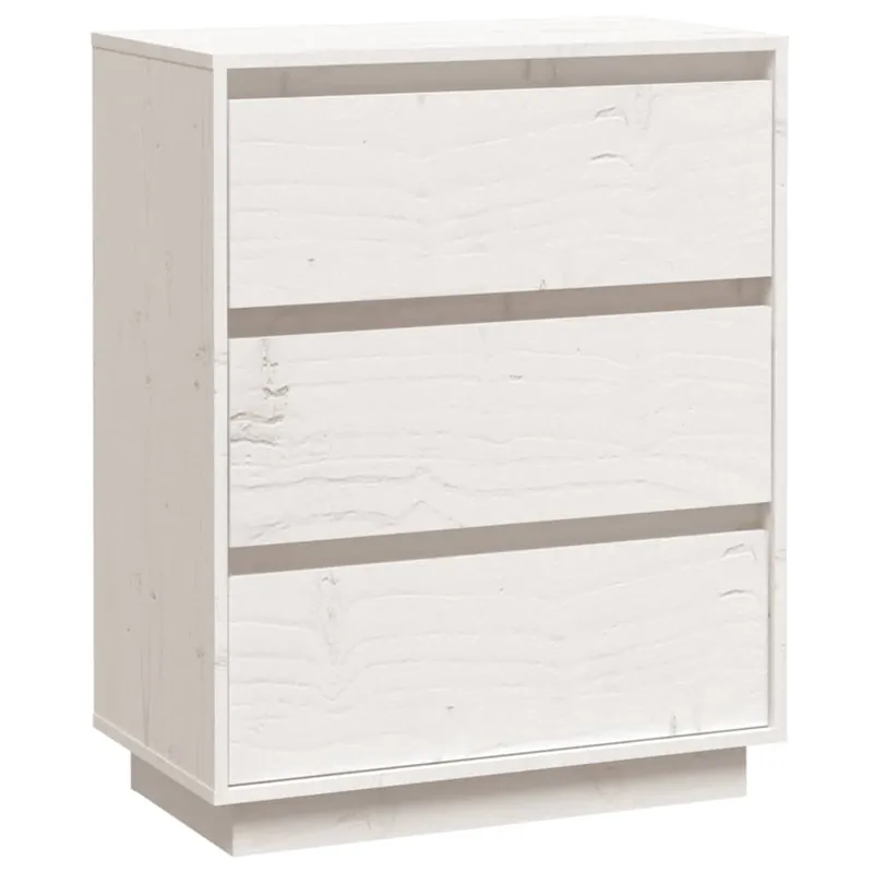 vidaXL Aparador de madera maciza de pino blanco 60x34x75 cm - Muebles