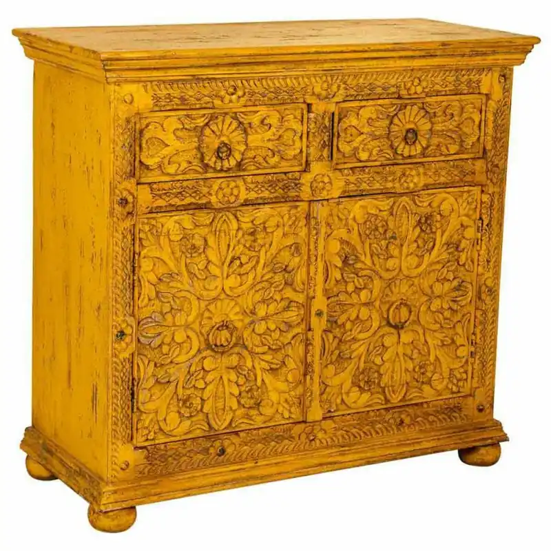Aparador Alexandra House Living Amarillo Hierro Madera de mango 40 x 90 x 90 cm - Muebles