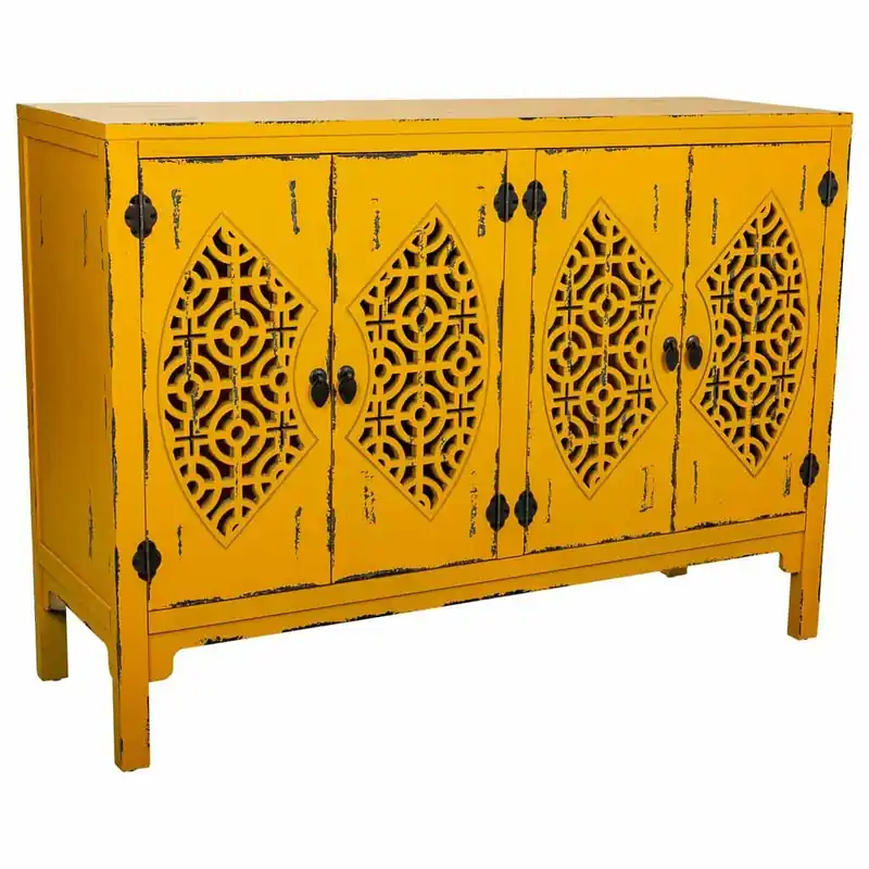 Aparador Alexandra House Living Amarillo Madera de abeto Madera MDF 40 x 86 x 120 cm - Muebles