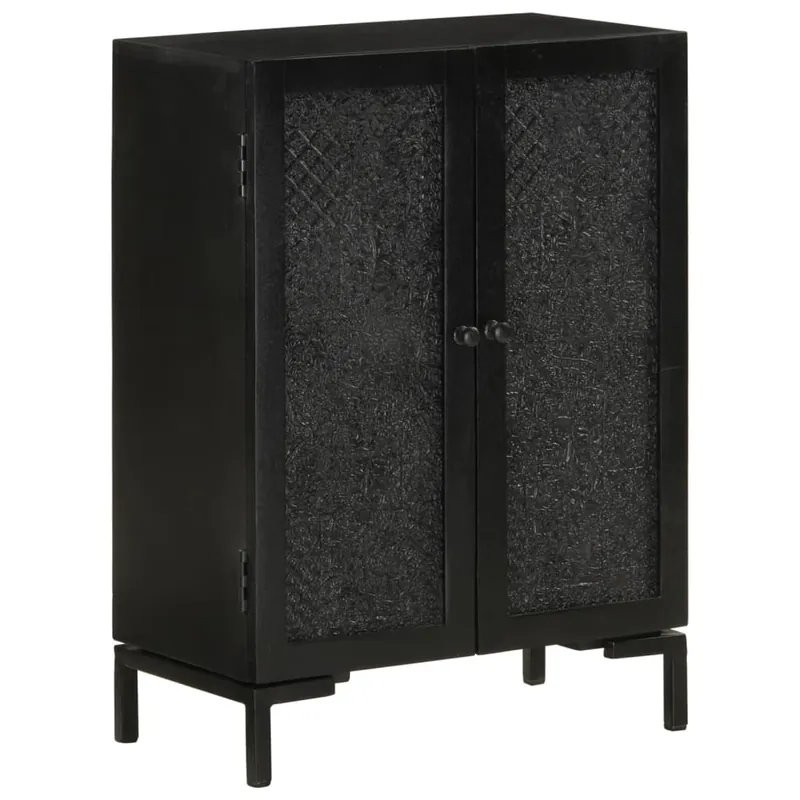 vidaXL Aparador de hierro y madera maciza de mango negro 55x30x77 cm - Muebles