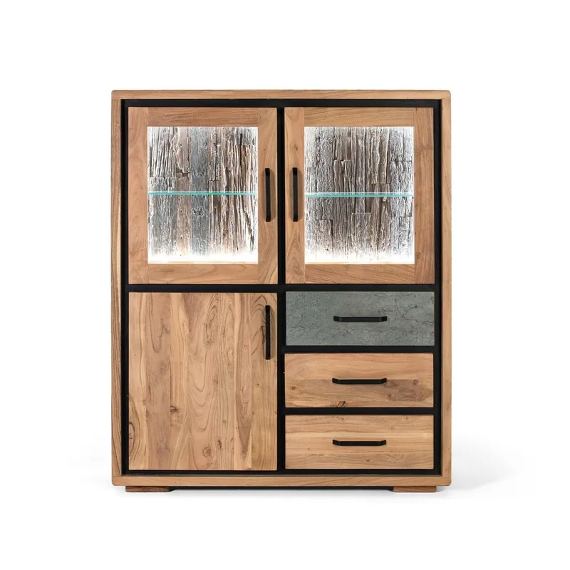 Aparador Alexandra House Living Natural Madera de acacia 110 x 130 x 40 cm - Muebles