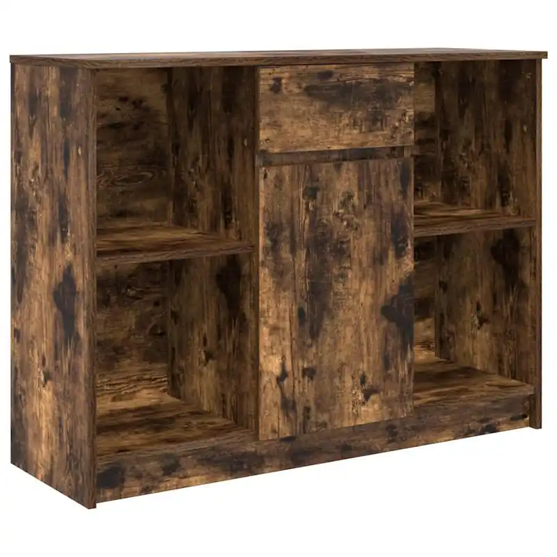 Aparador - Mueble de almacenamiento con cajón roble negro 101x35x76 cm madera ingeniería es1791