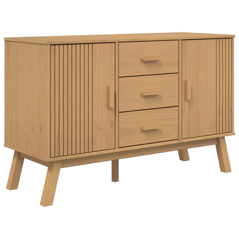 Aparador - Mueble de almacenamiento madera maciza de pino marrón 114x43x73,5 cm es4828