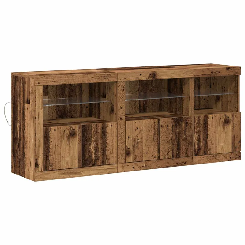 Aparador - Mueble de almacenamiento LED Madera vieja 162 x 37 x 67 cm Madera de ingeniería es4151