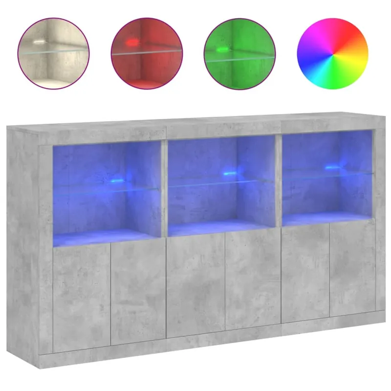Aparador - Mueble de almacenamiento con luces LED roble Sonoma 181,5x37x100 cm es2069