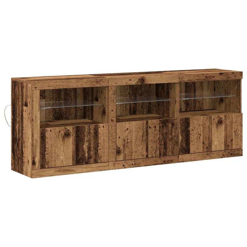 Aparador - Mueble de almacenamiento LED Madera envejecida 181 x 37 x 67 cm es4145