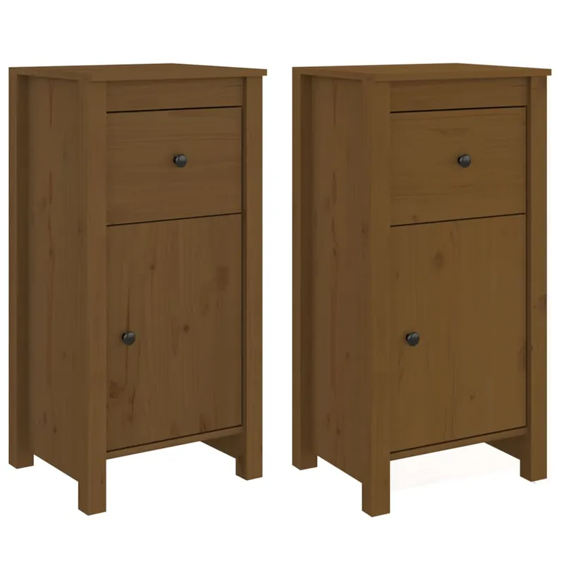 Aparador - Muebles de almacenamiento 2 uds madera maciza de pino gris 40x35x80 cm es5246