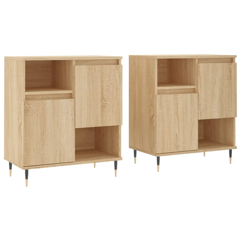 Aparador - Muebles de almacenamiento 2 piezas madera contrachapada gris Sonoma es5097