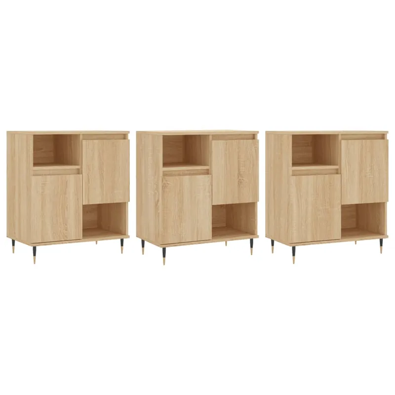 Aparador - Muebles de almacenamiento 3 uds madera contrachapada color roble sonoma es5295