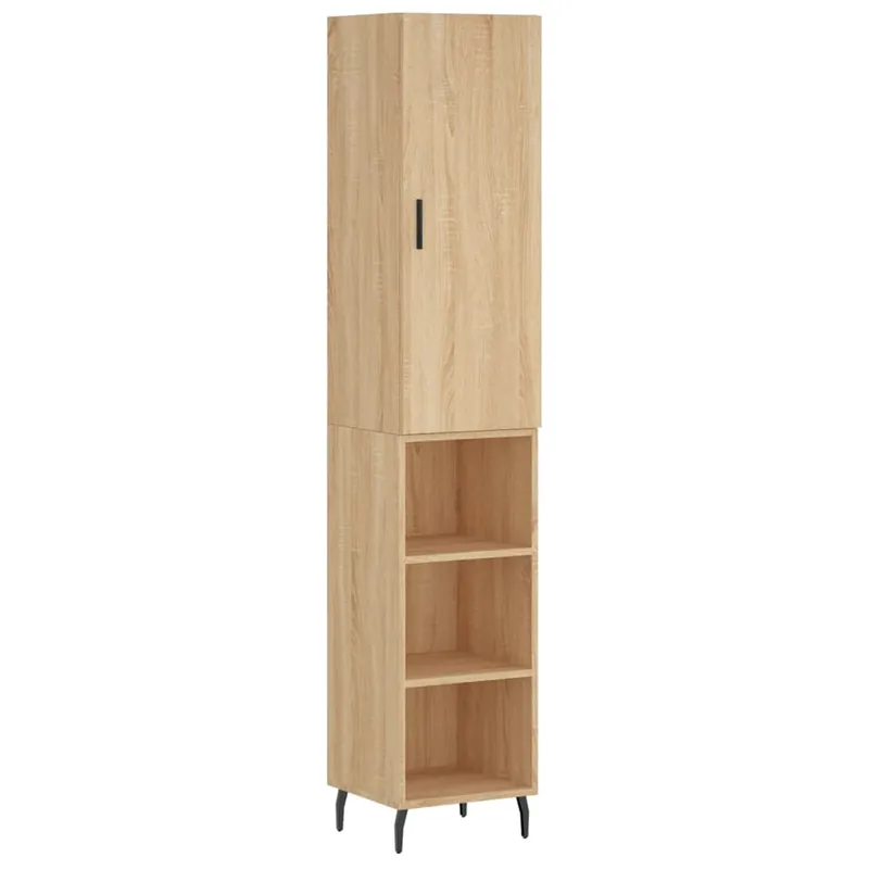Aparador - Mueble de almacenamiento de madera contrachapada roble Sonoma 34,5x34x180 cm es3040