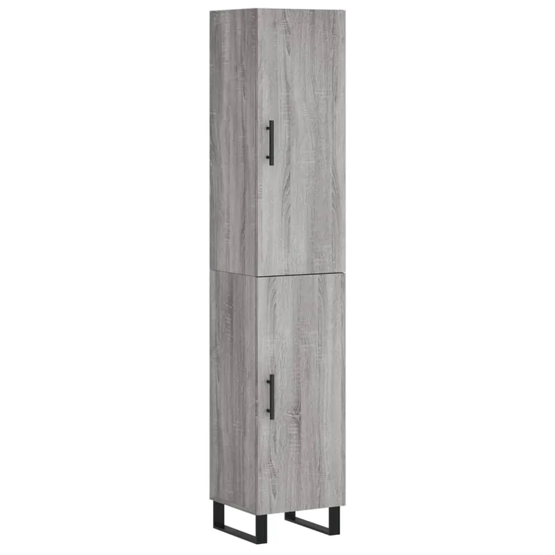 Aparador - Mueble de almacenamiento de madera contrachapada gris hormigón 34,5x34x180 cm es2656