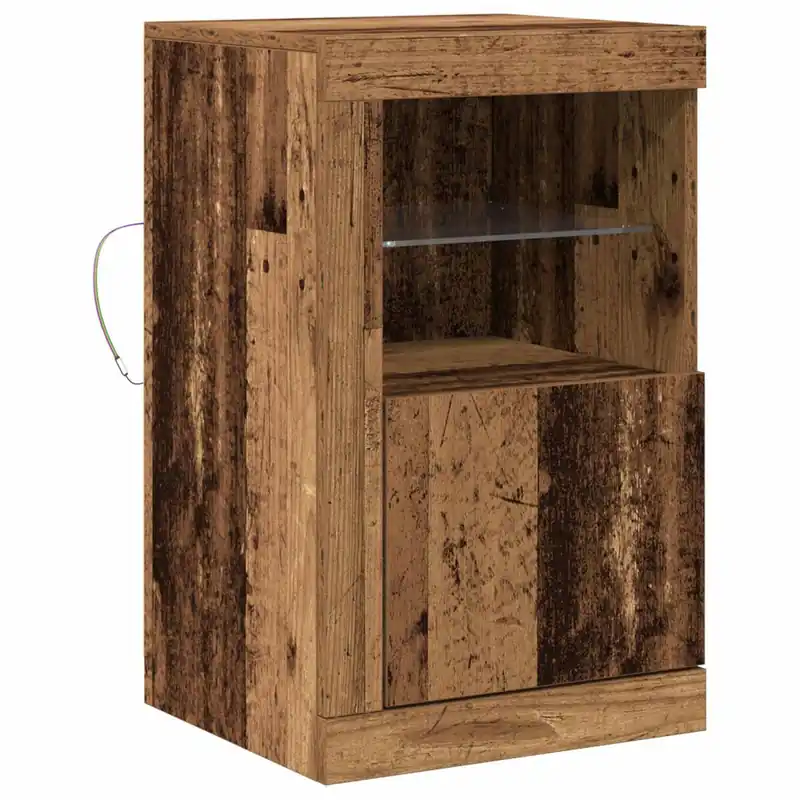 Aparador - Mueble de almacenamiento LED Roble artesanal 41 x 37 x 67 cm es4190