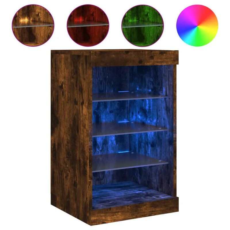 Aparador - Mueble de almacenamiento con luces LED gris Sonoma 41x37x67 cm es1985