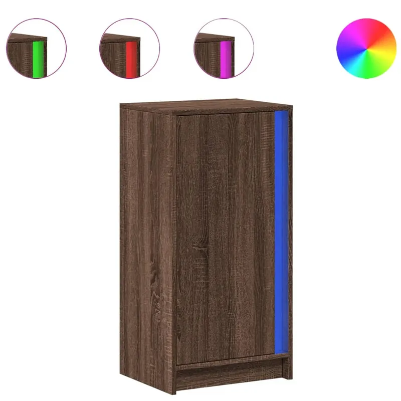Aparador - Mueble de almacenamiento con luces LED madera ingeniería blanco 42,5x34x85 cm es2009