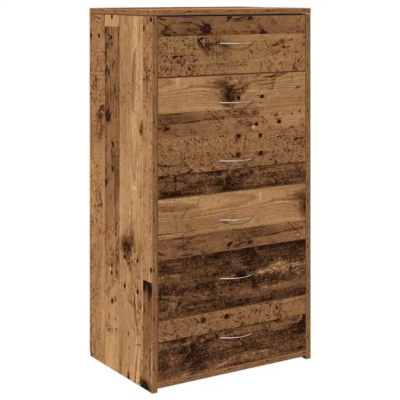 Aparador - Mueble de almacenamiento con 6 cajones madera contrachapada blanco 50x34x96 cm es1718