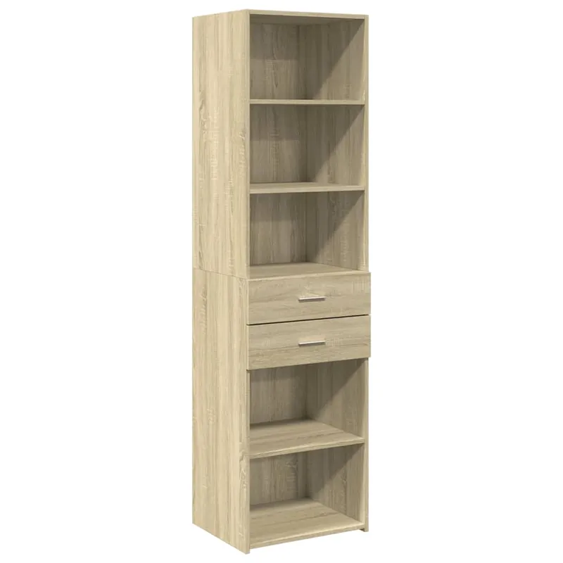 Aparador - Mueble de almacenamiento de madera de ingeniería gris hormigón 50x42,5x185 cm es3304