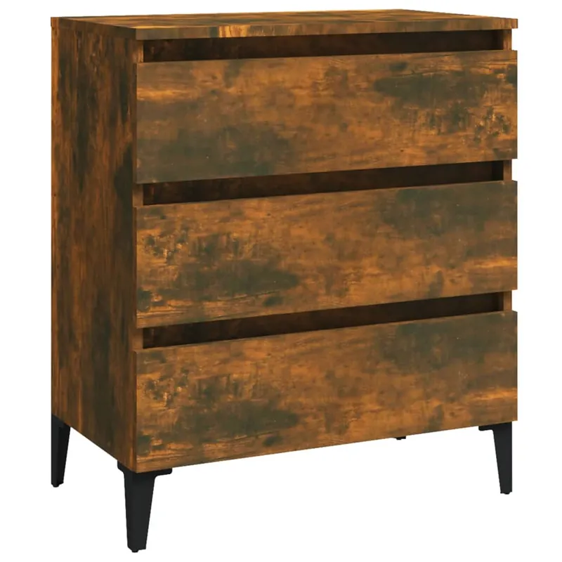 Aparador - Mueble de almacenamiento madera contrachapada color roble ahumado 60x35x69 cm es4238