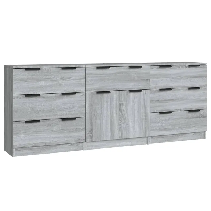 Aparador - Mueble de almacenamiento de 3 piezas madera contrachapada color roble Sonoma es2161