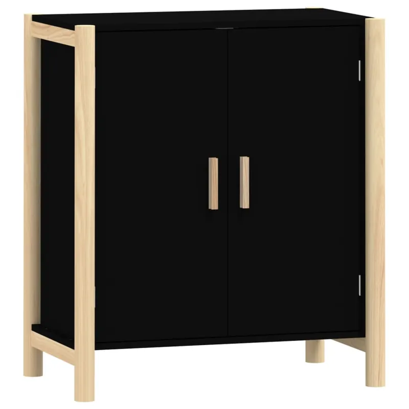 Aparador - Mueble de almacenamiento de madera contrachapada negro 62x38x70 cm es2973