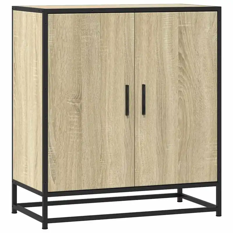 Aparador - Mueble de almacenamiento madera ingeniería y metal marrón roble 68x35x76 cm es4619