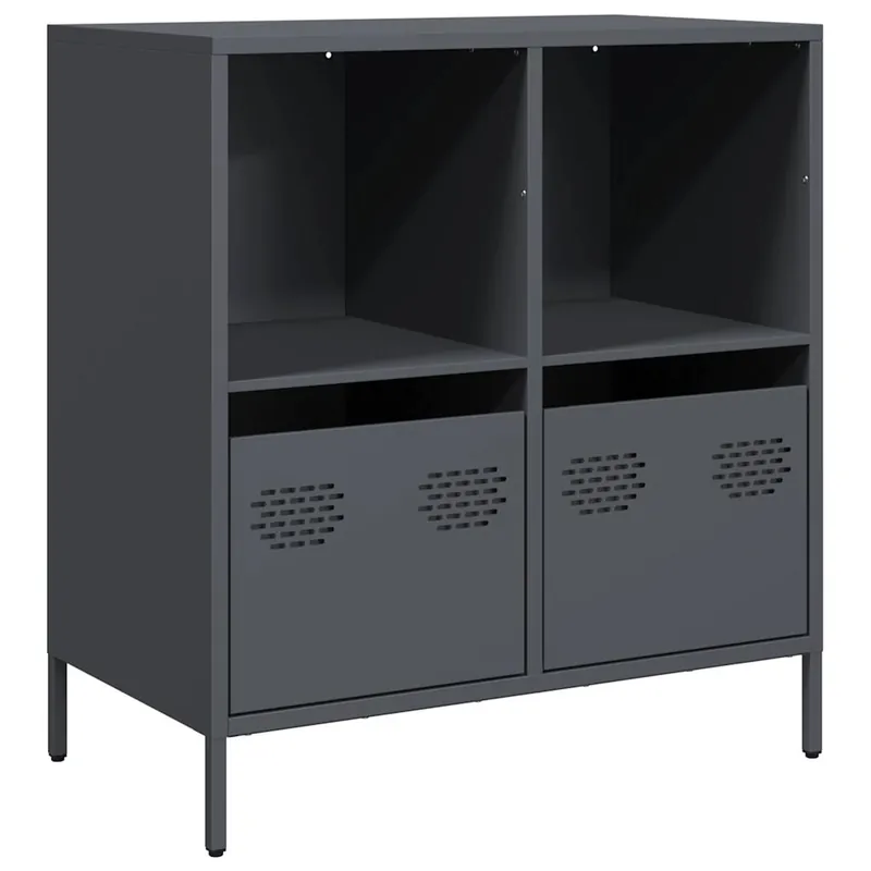 Aparador - Mueble de almacenamiento de acero laminado en frío negro 68x39x73,5 cm es2302