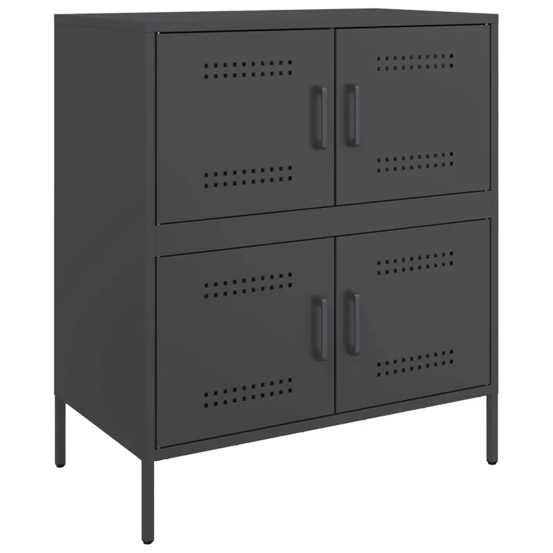 Aparador - Mueble de almacenamiento de acero negro 68x39x79 cm es2352