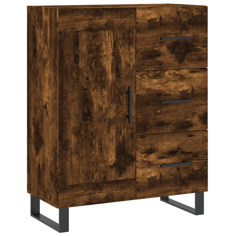 Aparador - Mueble de almacenamiento de madera de ingeniería roble ahumado 69,5x34x90 cm es3629