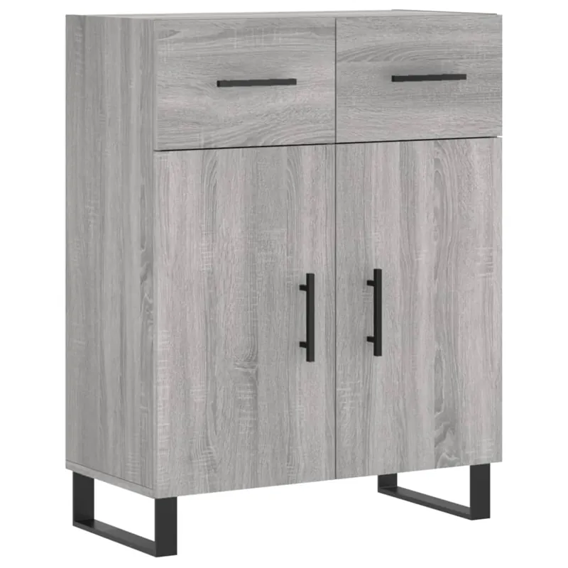 Aparador - Mueble de almacenamiento de madera de ingeniería gris hormigón 69,5x34x90 cm es3345