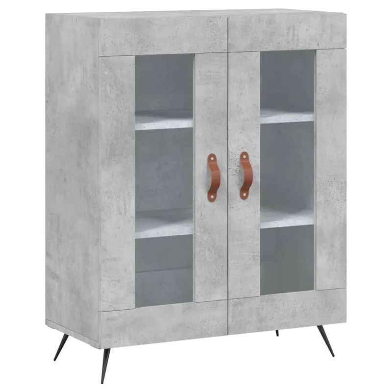 Aparador - Mueble de almacenamiento de madera de ingeniería gris hormigón 69,5x34x90 cm es3329