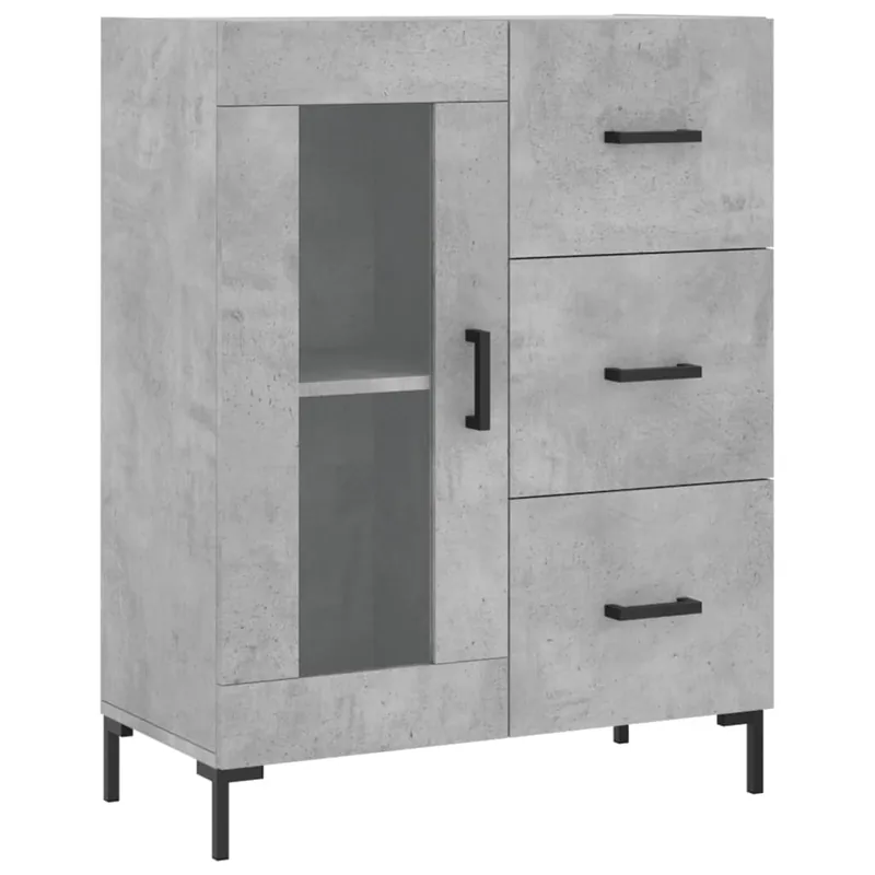 Aparador - Mueble de almacenamiento de madera de ingeniería gris hormigón 69,5x34x90 cm es3349
