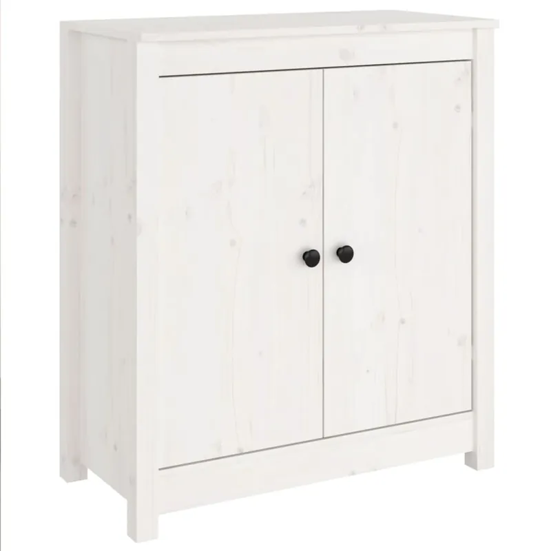 Aparador - Mueble de almacenamiento de madera maciza de pino blanco 70x35x80 cm es3951