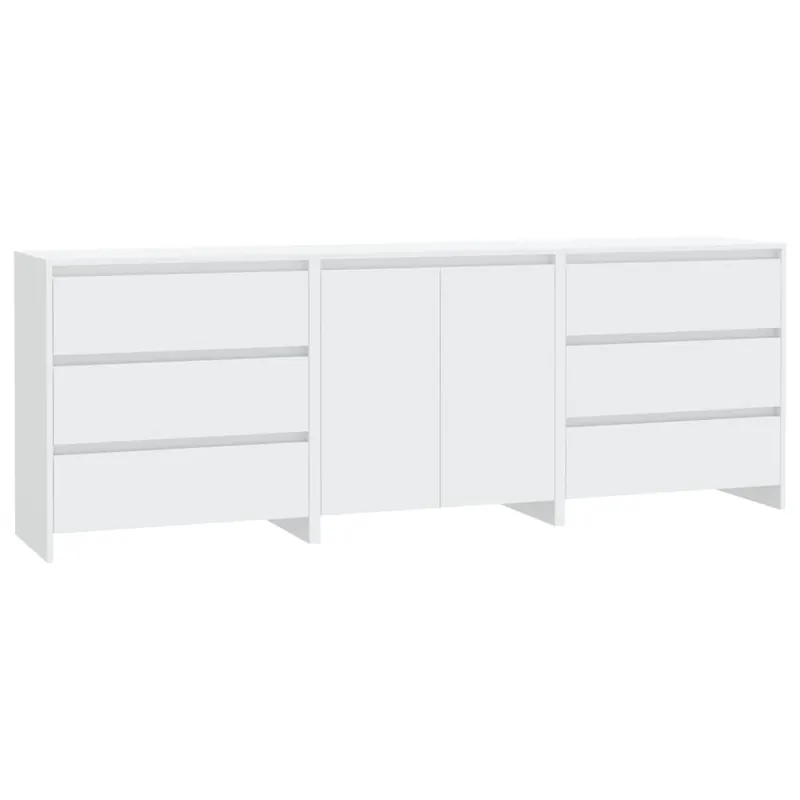 Aparador - Mueble de almacenamiento de 3 piezas madera manufacturada blanca es2166