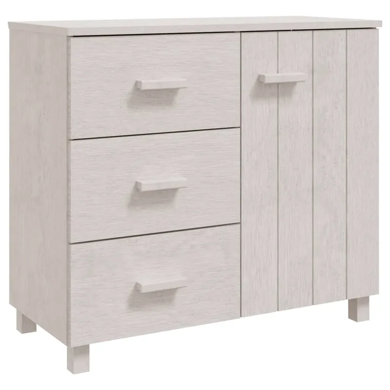 Aparador - Mueble de almacenamiento madera maciza de pino gris claro 90x40x80 cm es4115