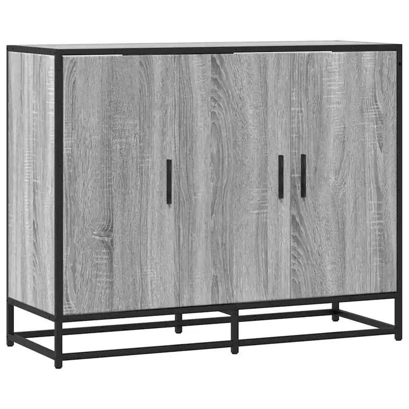 Aparador - Mueble de almacenamiento madera contrachapada marrón roble 94x35x76 cm es4326