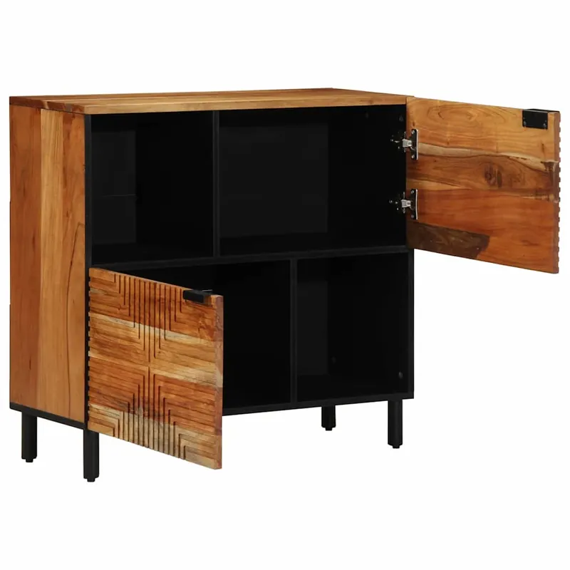 Aparador - Mueble de almacenamiento Natural 80 x 33,5 x 75 cm Madera de Acacia Sólida es4785