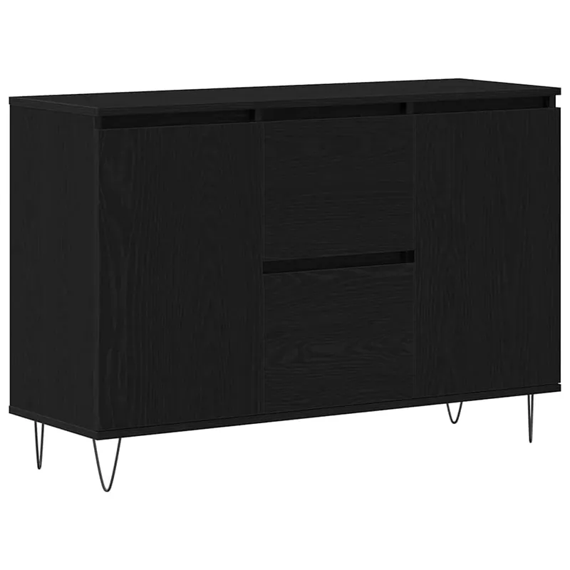 Aparador - Mueble de almacenamiento Roble Negro 101,5 x 35 x 70 cm Madera de ingeniería es4950