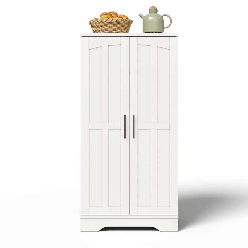 Aparador 120x60x40 cm - Con luz LED, 2 puertas, estantes ajustables - Blanco