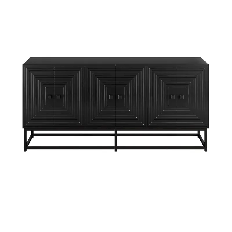 Aparador 3 puertas dobles - gran capacidad, acabado mate - negro