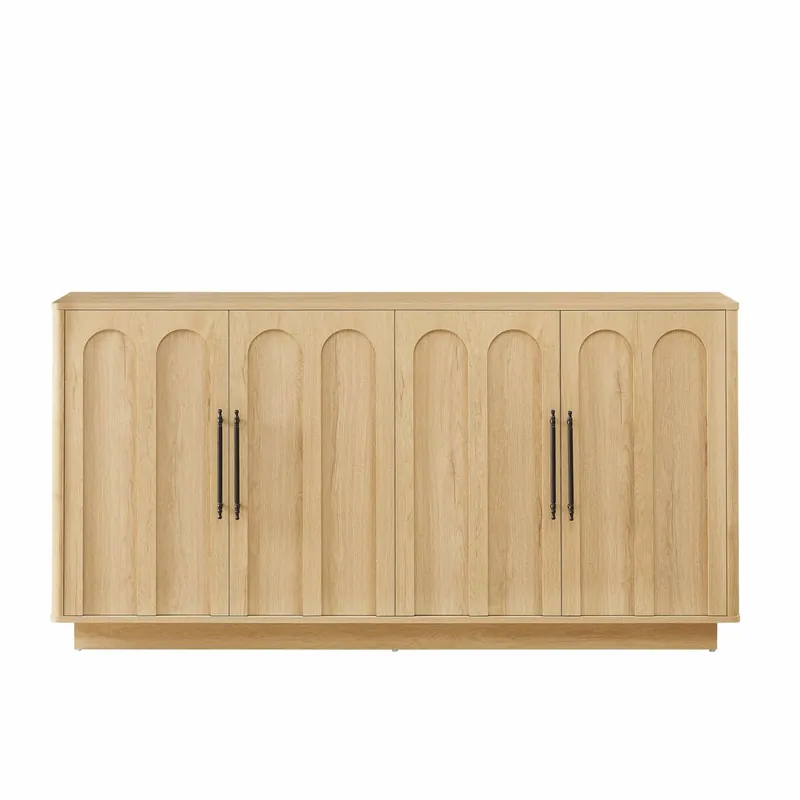 Aparador 160 cm - Puertas con cierre suave y sistema antivuelco, almacenamiento para salón - Roble