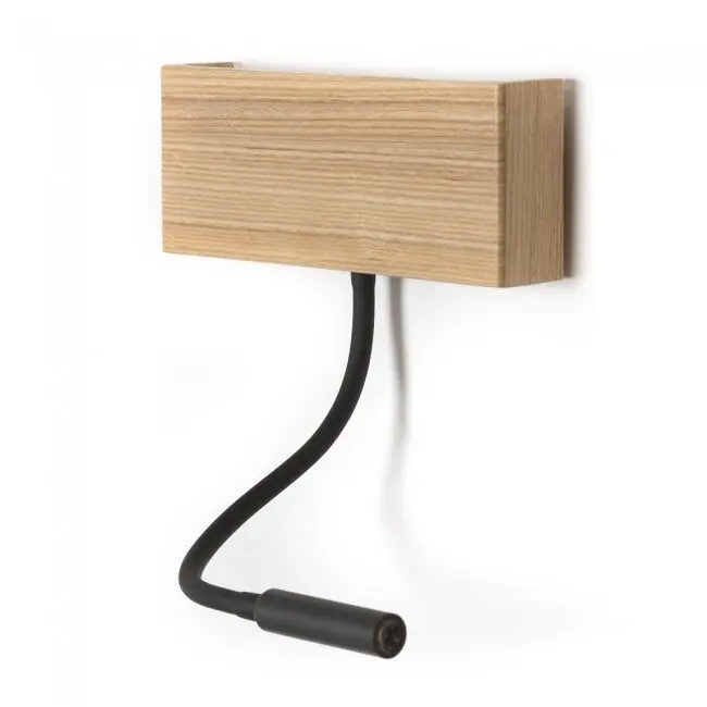 Aplique con lector LED Ravel (5W+3W) Aluminio - Madera Nórdico 9,50 X 4,60
