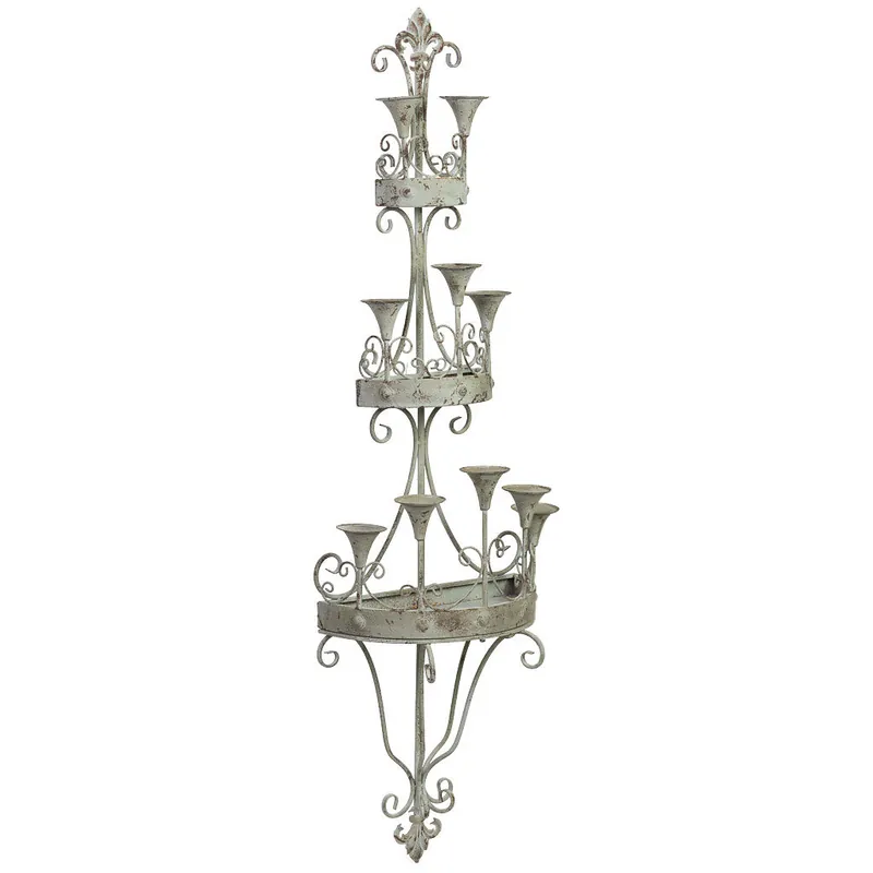 Aplique de pared de madera y metal envejecido gris 43.5x21x142CM - Decoración