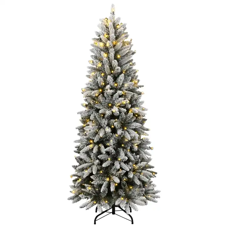 Árbol de Navidad artificial con 150 LEDs y nieve flocada 120 cm - Decoración