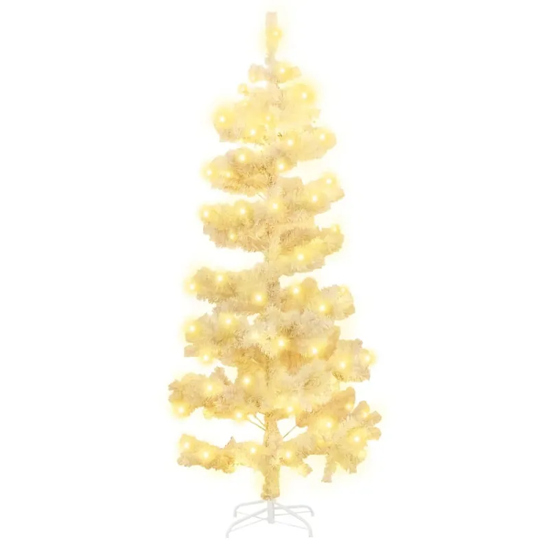 Árbol de Navidad - Árbol navideño en espiral con luces y soporte blanco 180 cm
